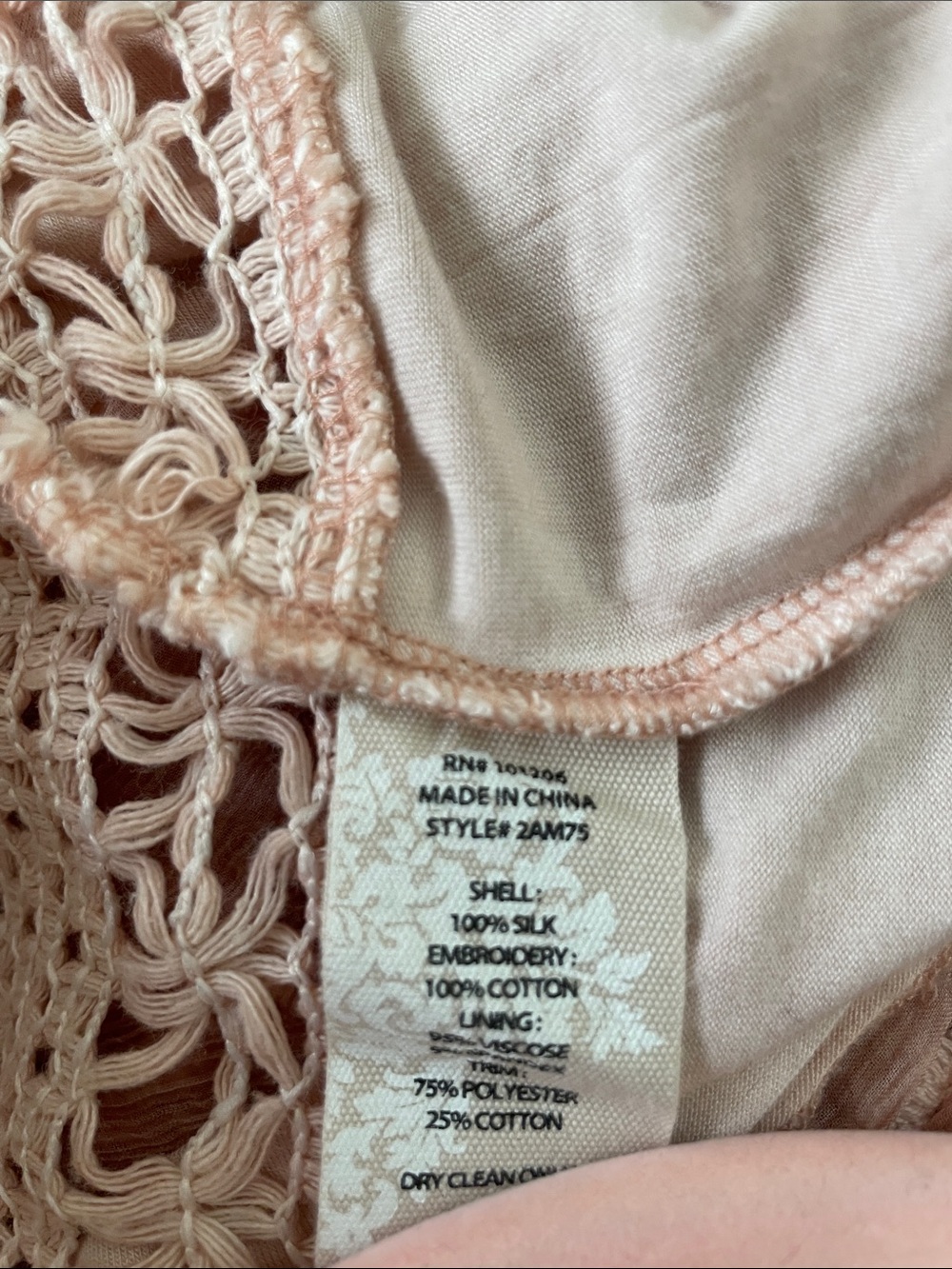 Soft Surroundings 100% silk embroidered Dusty Rose Maxi Skirt romantic M 30x41 - Picture 8 of 8